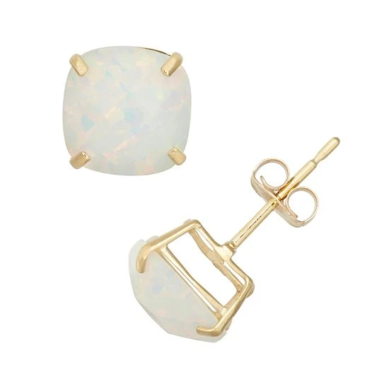 Designs By Gioelli Lab-Created Opal 10k Gold Stud Earrings 3 Designs By Gioelli Lab-Created Opal 10k Gold Stud Earrings