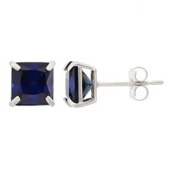 Designs By Gioelli Lab-Created Sapphire 10k White Gold Stud Earrings