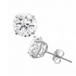 Designs by Gioelli Shop 14 Designs By Gioelli Men's Sterling Silver Cubic Zirconia Round Stud Earrings Silver Tone
