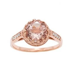 Designs By Gioelli 14k Rose Gold Over Silver Simulated Morganite And Lab-Created White Sapphire Crown Ring