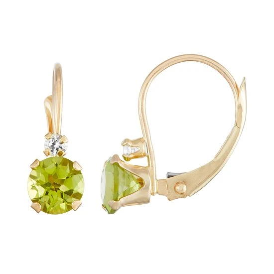 Designs By Gioelli 10k Gold Round-Cut Peridot & White Zircon Leverback Earrings 3 Designs By Gioelli 10k Gold Round-Cut Peridot & White Zircon Leverback Earrings