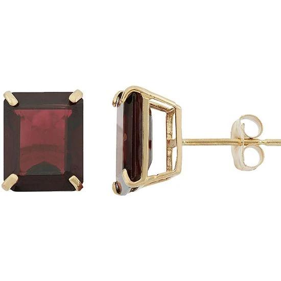 Designs By Gioelli 10k Gold Garnet Emerald Cut Solitaire Stud Earrings 3 Designs By Gioelli 10k Gold Garnet Emerald Cut Solitaire Stud Earrings