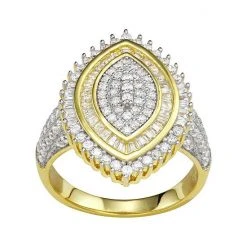 Designs By Gioelli 14k Gold Plated Silver Cubic Zirconia Marquise Ring