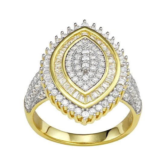 Designs By Gioelli 14k Gold Plated Silver Cubic Zirconia Marquise Ring 3 Designs By Gioelli 14k Gold Plated Silver Cubic Zirconia Marquise Ring