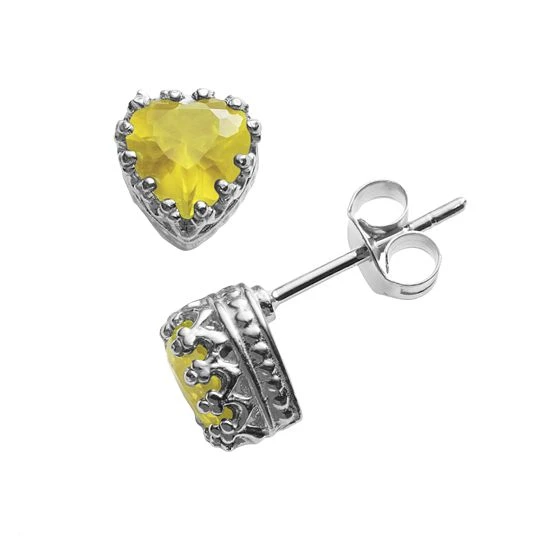 Designs By Gioelli Sterling Silver Citrine Heart Crown Stud Earrings 3 Designs By Gioelli Sterling Silver Citrine Heart Crown Stud Earrings