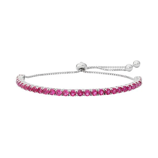 Designs By Gioelli Sterling Silver Lab-Created Ruby Lariat Bracelet 3 Designs By Gioelli Sterling Silver Lab-Created Ruby Lariat Bracelet