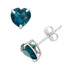 Designs By Gioelli London Blue Topaz 10k White Gold Heart Stud Earrings