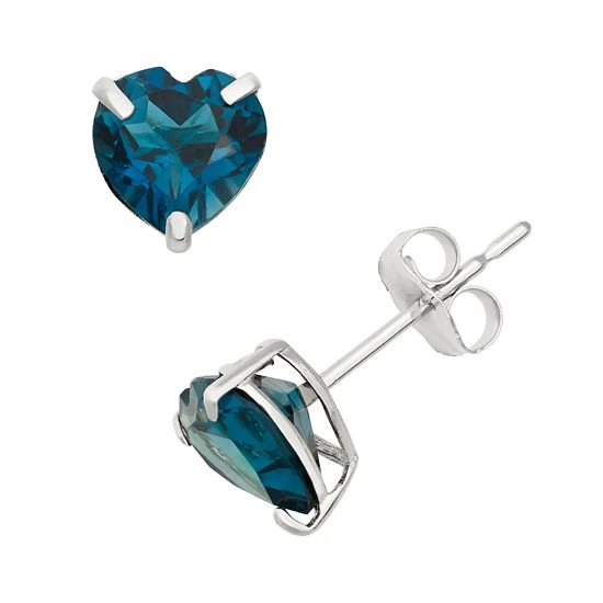 Designs By Gioelli London Blue Topaz 10k White Gold Heart Stud Earrings 3 Designs By Gioelli London Blue Topaz 10k White Gold Heart Stud Earrings