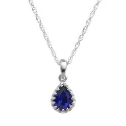 Designs By Gioelli Sterling Silver Lab-Created Sapphire Teardrop Pendant