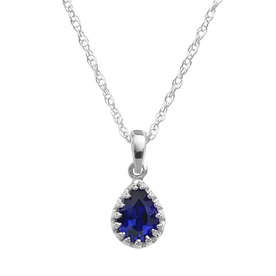 Designs By Gioelli Sterling Silver Lab-Created Sapphire Teardrop Pendant 3 Designs By Gioelli Sterling Silver Lab-Created Sapphire Teardrop Pendant