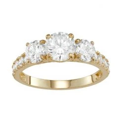 Designs By Gioelli 10k Gold 3-Stone Cubic Zirconia Engagement Ring Yellow