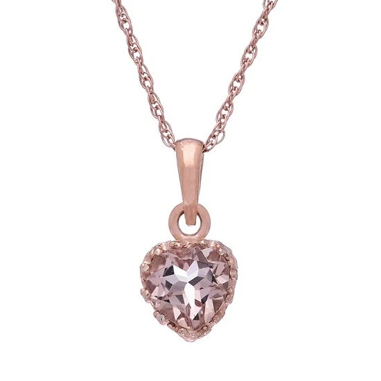 Designs By Gioelli 14k Rose Gold Over Silver Simulated Morganite Heart Pendant 3 Designs By Gioelli 14k Rose Gold Over Silver Simulated Morganite Heart Pendant