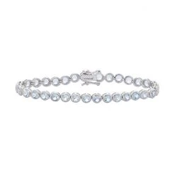 Designs By Gioelli Sterling Silver Lab-Created Aquamarine Tennis Bracelet