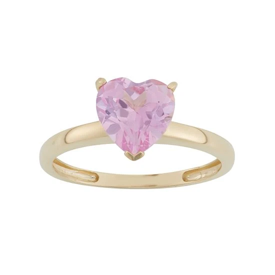 Designs By Gioelli 10k Gold Lab-Created Pink Sapphire Heart Ring 3 Designs By Gioelli 10k Gold Lab-Created Pink Sapphire Heart Ring