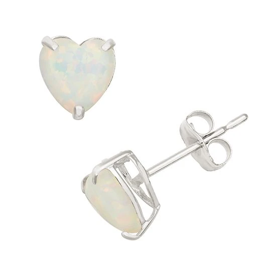 Designs By Gioelli Lab-Created Opal 10k White Gold Heart Stud Earrings 3 Designs By Gioelli Lab-Created Opal 10k White Gold Heart Stud Earrings