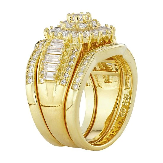 Designs By Gioelli Sterling Silver Cubic Zirconia 3-Piece Bridal Ring Set 14k Rose Gold Plated 4 Designs By Gioelli Sterling Silver Cubic Zirconia 3-Piece Bridal Ring Set 14k Rose Gold Plated - Image 2