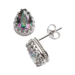 Designs By Gioelli Sterling Silver Rainbow Quartz Crown Stud Earrings