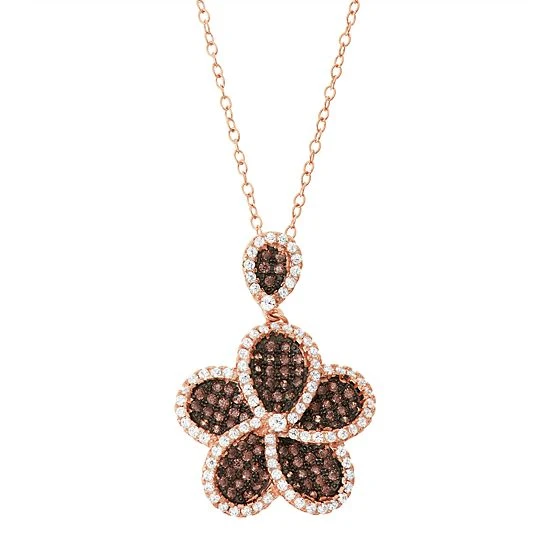 Designs By Gioelli 14k Rose Gold Over Silver Cubic Zirconia Flower Pendant 3 Designs By Gioelli 14k Rose Gold Over Silver Cubic Zirconia Flower Pendant