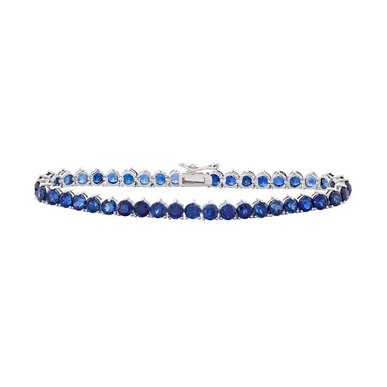 Designs By Gioelli Sterling Silver Lab-Created Sapphire Tennis Bracelet 3 Designs By Gioelli Sterling Silver Lab-Created Sapphire Tennis Bracelet