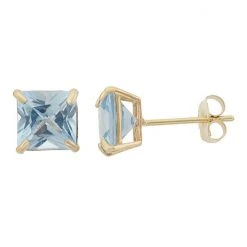 Designs By Gioelli Lab-Created Aquamarine 10k Gold Stud Earrings
