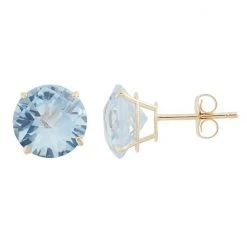 Designs By Gioelli Lab-Created Aquamarine 10k Gold Stud Earrings