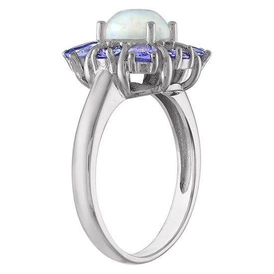 Designs By Gioelli Sterling Silver White Opal & Tanzanite Flower Ring 4 Designs By Gioelli Sterling Silver White Opal & Tanzanite Flower Ring - Image 2