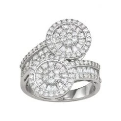 Designs By Gioelli Sterling Silver Cubic Zirconia Dual Halo Bypass Ring