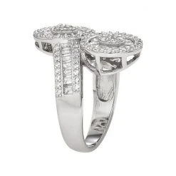 Alternative view of Designs By Gioelli Sterling Silver Cubic Zirconia Dual Halo Bypass Ring
