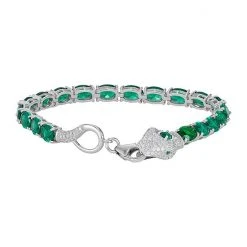 Designs By Gioelli Sterling Silver Simulated Emerald Snake Bracelet