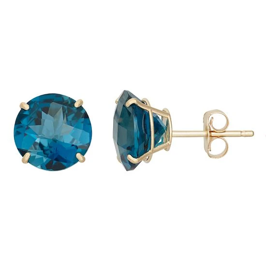 Designs By Gioelli London Blue Topaz 10k Gold Stud Earrings 3 Designs By Gioelli London Blue Topaz 10k Gold Stud Earrings