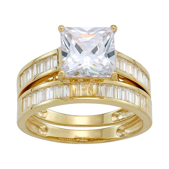 Designs By Gioelli 10k Gold Cubic Zirconia Baguette Bridal Ring Set Yellow 6 Designs By Gioelli 10k Gold Cubic Zirconia Baguette Bridal Ring Set Yellow - Image 4