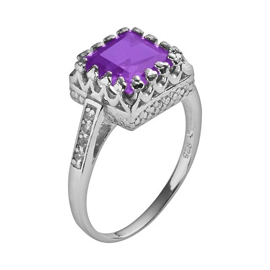 Designs By Gioelli Sterling Silver Amethyst And Lab-Created White Sapphire Crown Ring 4 Designs By Gioelli Sterling Silver Amethyst And Lab-Created White Sapphire Crown Ring - Image 2