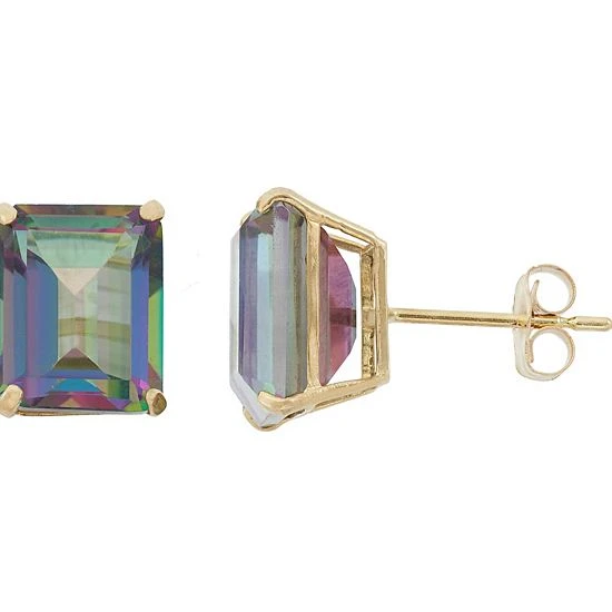 Designs By Gioelli 10k Gold Mystic Topaz Emerald Cut Solitaire Stud Earrings 3 Designs By Gioelli 10k Gold Mystic Topaz Emerald Cut Solitaire Stud Earrings