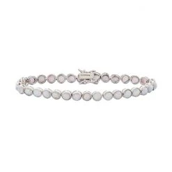 Designs By Gioelli Sterling Silver Lab-Created Opal Tennis Bracelet