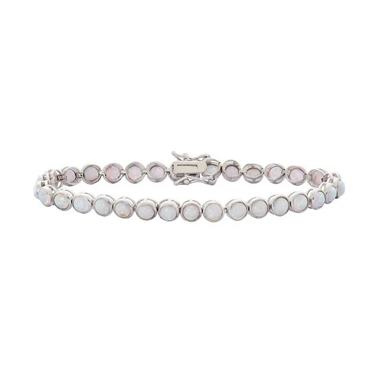 Designs By Gioelli Sterling Silver Lab-Created Opal Tennis Bracelet 3 Designs By Gioelli Sterling Silver Lab-Created Opal Tennis Bracelet