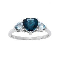 Designs By Gioelli Sterling Silver London Blue Topaz And Blue Topaz Heart Ring