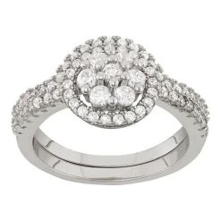 Designs By Gioelli Sterling Silver Lab-Created White Sapphire Cluster Ring Set