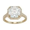Designs By Gioelli 10k Gold Asscher Cut Cubic Zirconia Halo Ring
