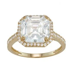 Designs By Gioelli 10k Gold Asscher Cut Cubic Zirconia Halo Ring
