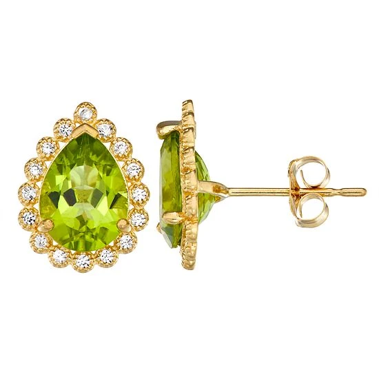 Designs By Gioelli 10k Gold Gemstone Teardrop Halo Stud Earrings Created Opal 6 Designs By Gioelli 10k Gold Gemstone Teardrop Halo Stud Earrings Created Opal - Image 4