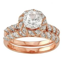 Designs By Gioelli Lab-Created White Sapphire Halo Ring Set Sterling Silver