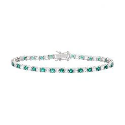 Designs By Gioelli Sterling Silver Lab-Created Emerald & White Sapphire Tennis Bracelet
