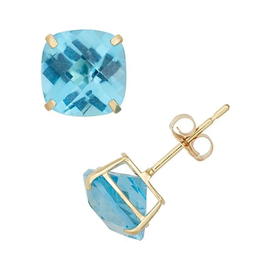 Designs By Gioelli Lab-Created Aquamarine 10k Gold Stud Earrings 3 Designs By Gioelli Lab-Created Aquamarine 10k Gold Stud Earrings