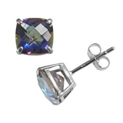 Designs By Gioelli Sterling Silver Rainbow Blue Quartz Stud Earrings