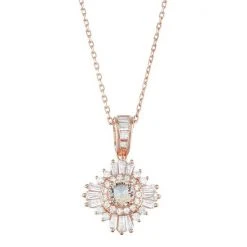 Designs By Gioelli 14k Rose Gold Over Silver Simulated Morganite & Cubic Zirconia Halo Pendant