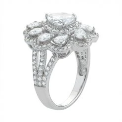 Alternative view of Designs By Gioelli Sterling Silver Cubic Zirconia Pear Halo Ring