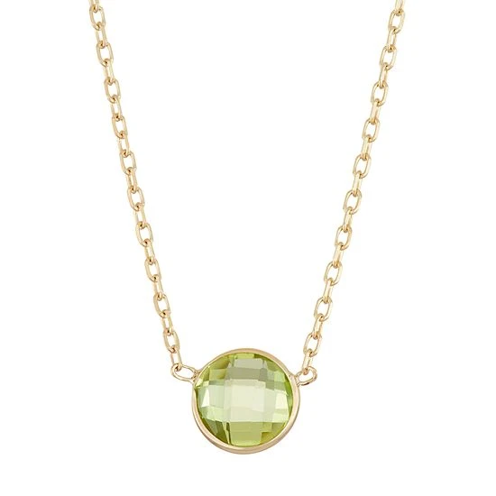 Designs By Gioelli 10k Gold Peridot Circle Pendant Necklace 3 Designs By Gioelli 10k Gold Peridot Circle Pendant Necklace