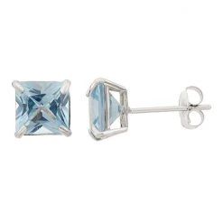 Designs By Gioelli Lab-Created Aquamarine 10k White Gold Stud Earrings