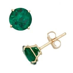 Designs By Gioelli Lab-Created Emerald 10k Gold Stud Earrings