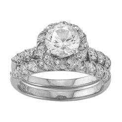 Designs By Gioelli Lab-Created White Sapphire Halo Ring Set Sterling Silver -Designs by Gioelli Shop unnamed file 125